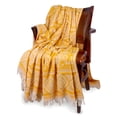 thumbnail image 3 of STP Goods  Elephant Cotton Blanket & Bedspread w/ Fringe yellow, 3 of 8