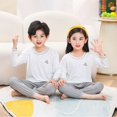 thumbnail image 4 of Spring Children's Modal Home Air-conditioning Suit Large Children's Solid Color Loose Long-sleeved Pants Pajamas Two-piece Set, 4 of 6