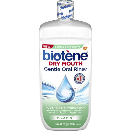Biotene Mild Mint Moisturizing Gentle Oral Rinse, Alcohol-Free, for Dry Mouth, 33.8