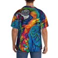 thumbnail image 3 of Fuzoiu Vibrant Rainbow Parrot Fantasy Print Men's Casual Short,Men's Short Sleeve Shirt,Mens Casual Button Down Shirts,Cuban Collar Summer Shirt for Beach, Vacation, and Outdoor Activities-Large, 3 of 5