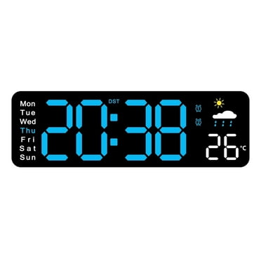 Digital Clock, 13" Large Display LED Wall Clock for Living Room Decor, Alarm Clock, Timer, 12/24H, Automatic Brightness Dimmer Big Clock with Day/Date/Temperature