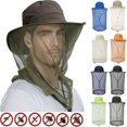 thumbnail image 1 of Sombrero de red Dalrosia Head, sombrero de cubo con velo de malla de nailon, sombrero safari, sombrero para el sol para mujeres y hombres, protección solar UV, pesca, jardinería y navegación al aire, 1 of 7