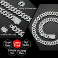 thumbnail image 4 of FEEL STYLE Male Silver-Plated Cuban Chain Necklace 12MM Iced Out Zircon Men Women Hip Hop Jewelry 20inch, 4 of 5