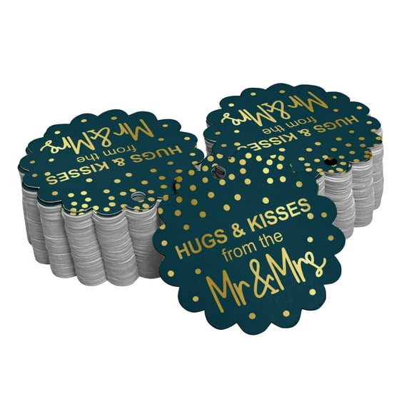 Inkdotpot 50 Pack Real Gold Foil Paper Tags Hugs & Kisses From The Wedding Favor Hang Tags