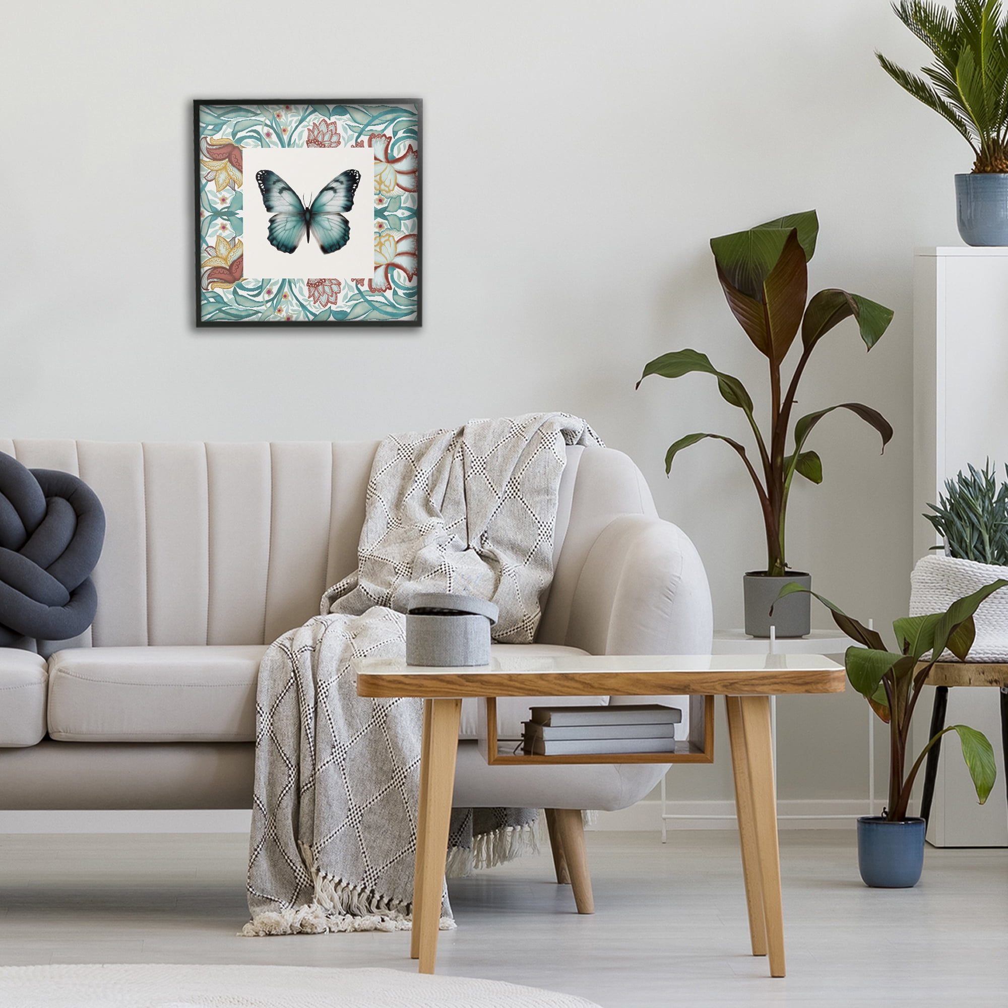 Stupell Industries Blue Toned Baroque Butterfly Black Framed Giclee Art, design by Elizabeth Medley