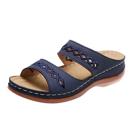 

Orthopedic Sandals for Women Roman Casual Low Sandals Spring Comfortable Slippers 41 Dark Blue