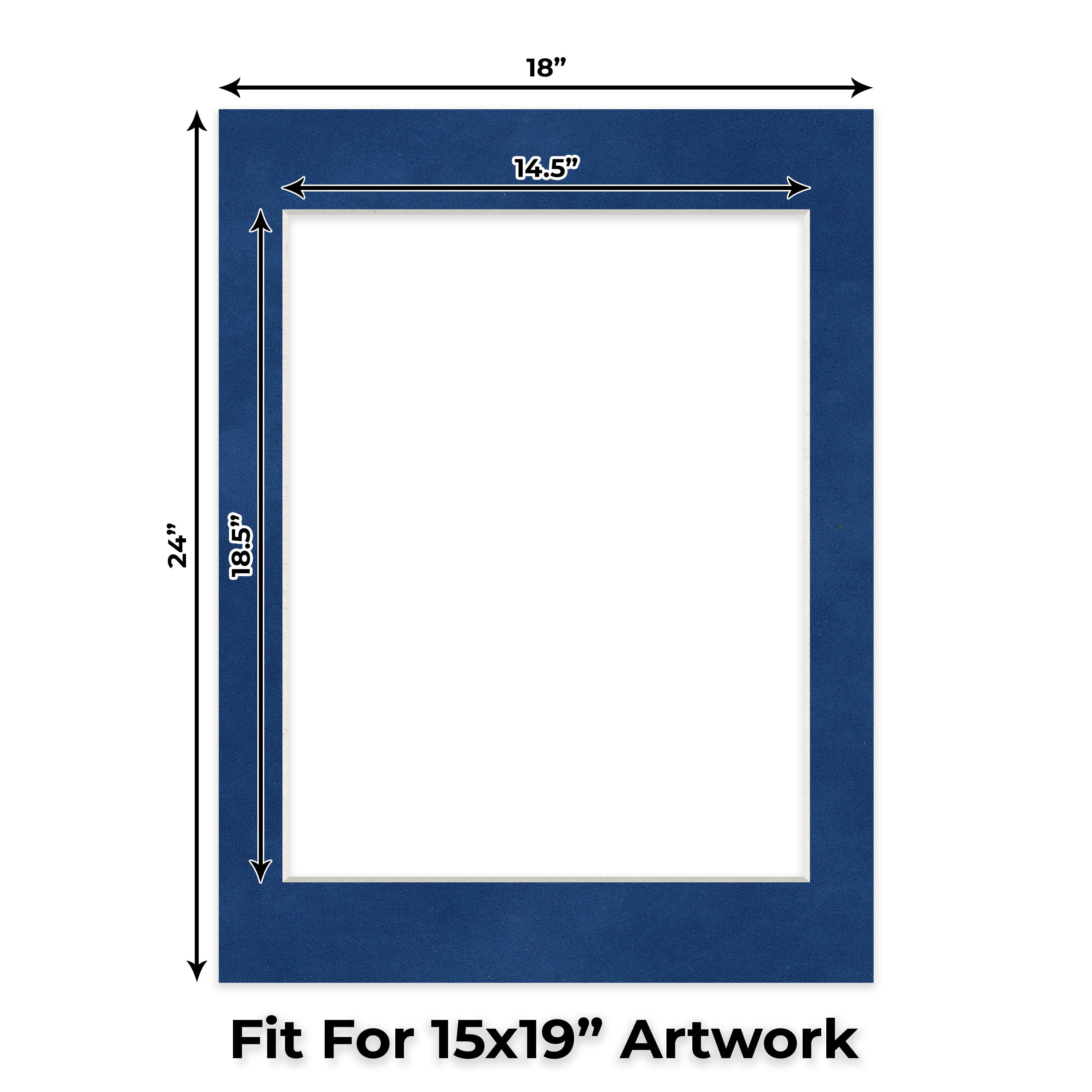 Brooke Blue Suede Picture Frame Mat for 18x24 Frames - Fits 15x19 Photos - 10 Mats