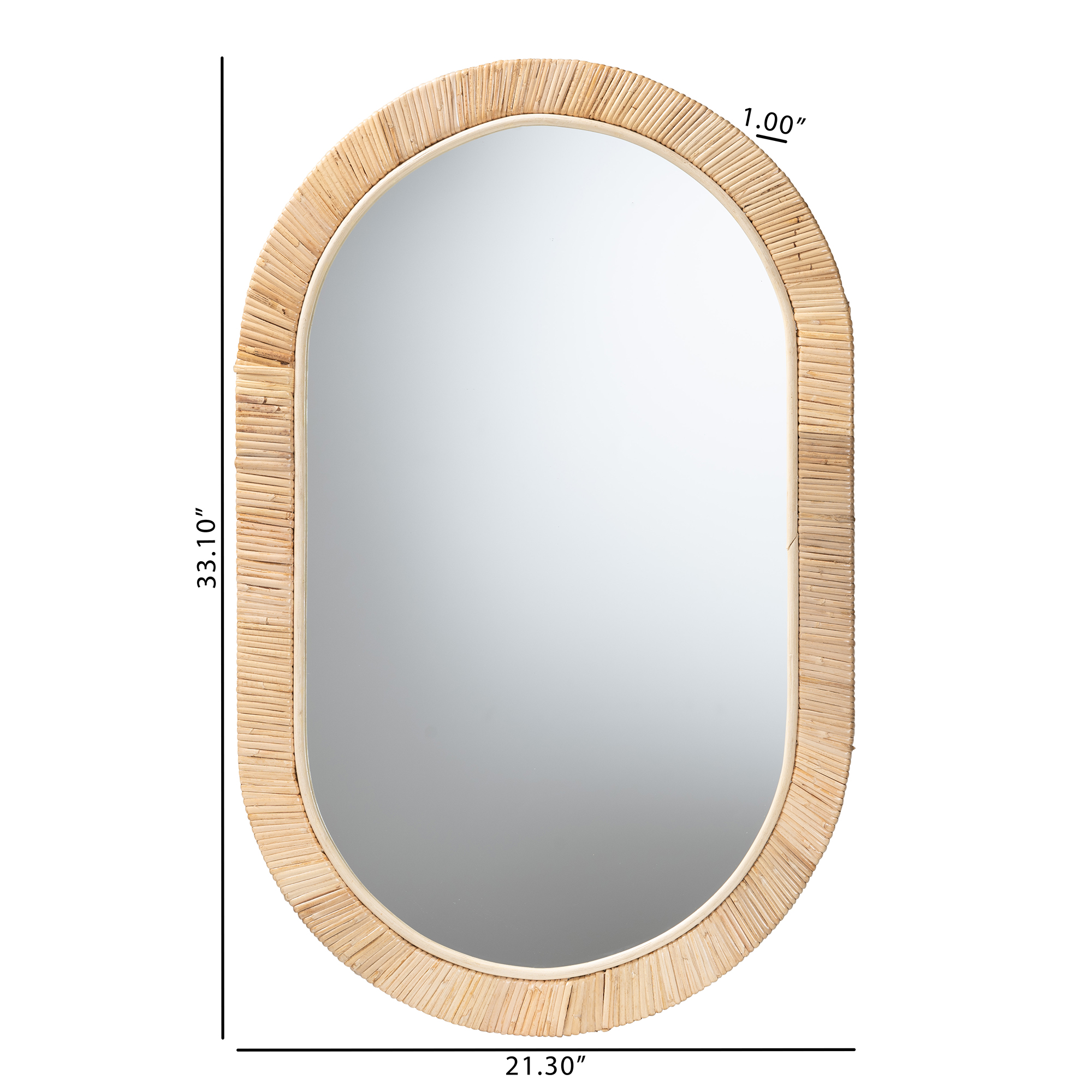 bali & pari Bella Seagrass BOHO Mirror, Natural Brown