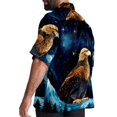 thumbnail image 3 of Starry bird Men's Casual Printed Poplin Short Sleeve Button Down Beach Shirt with Spread Collar Top, 3 of 6