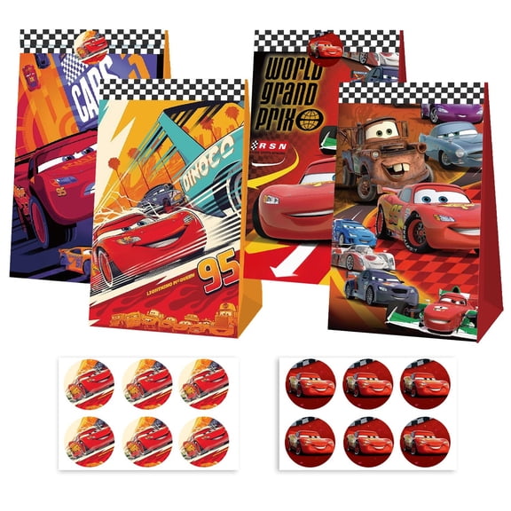 12pcs McQueen Animation Gift Bags Goodie Bags Party Supplies for Birthday Decorations