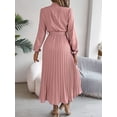 thumbnail image 5 of Yesfashion Autumn and Winter Elegant Women's Dress Stand Up Collar Long Sleeved Waist Cinched Long Skirt, 5 of 9