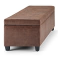 thumbnail image 4 of WyndenHall  Franklin 48-in. Wide Contemporary Rectangular Storage Ottoman Distressed Umber Brown Faux Leather,Foam Faux Leather, 4 of 5