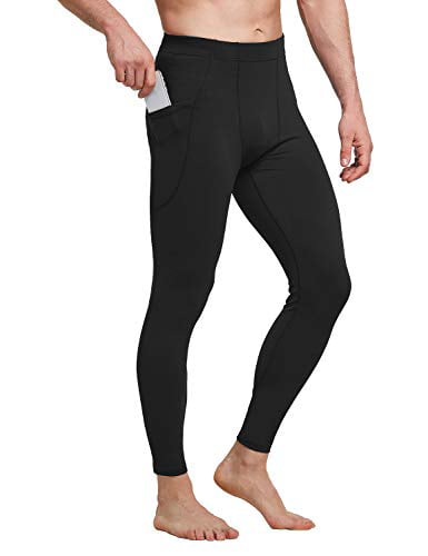 Cimic 2 Pack Mens Running Tights Leggings with Pockets Lightweight Breathable Gym Compression Pants for Workout Training