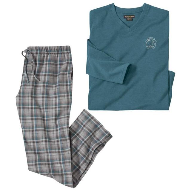 Atlas For Men - Juego de Pijama Invierno para Hombre (Azul, Gris)