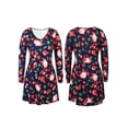 thumbnail image 4 of HIMONE Robe de Noël Imprimée pour Femmes Col en V Manches Longues Robe Midi de Soirée Motif Xmas Oversize Boîte de Nuit Cocktail Aguichant, 4 of 4