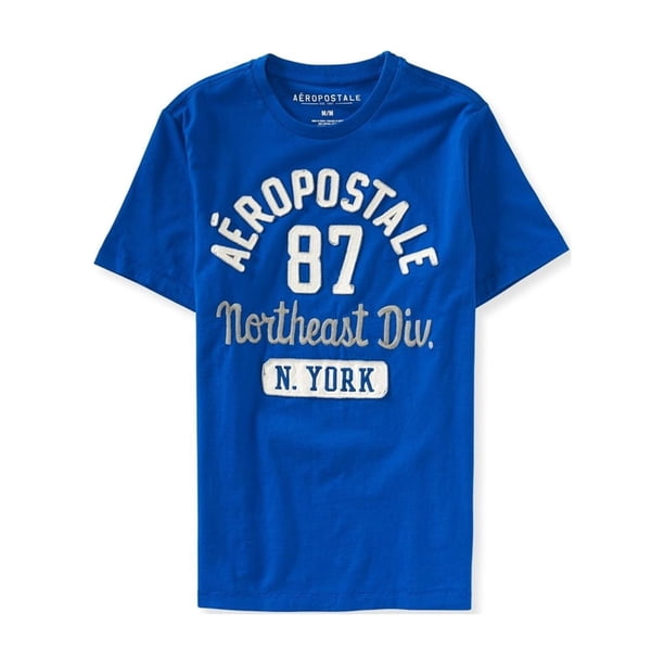 Camiseta adornada Aeropostale Hombres NY Northeast Div azul grande