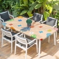 thumbnail image 2 of Spring Easter Table Cloths for 4 Foot Rectangle Tables, Bunny Colorful Eggs Floral Beige Patio Waterproof Elastic Fitted Tablecloths, Washable Rectangular Table Cover for Camping, 2 of 8