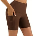 thumbnail image 5 of LOVZFMLL Biker Shorts Women with Pockets High Waisted Tummy Control Gym Running Yoga Sweat Shorts Athletic Workout for Women Brown M, 5 of 9