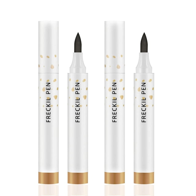 2 Pcs Stylo de Maquillage à Taches de Rousseur, Stylo de Maquillage à Taches de Rousseur Naturel et Réaliste Couleur Magique à Taches de Rousseur, Stylo à Pois Doux Résistant à l'Eau Longue Tenue, pour un Maquillage Naturel Sans Effort Ensoleillé - Brun Clair