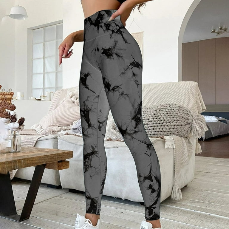 Hfyihgf Tie Dye Seamless Leggings for Women High Waist Yoga Pants Scrunch  Butt Lifting Elastic Tights(Gray,L)