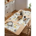 thumbnail image 5 of Flowers Placemats Set of 6, Yellow Gray Ink Floral Nature Cotton Linen Table Mats Non-Slip Washable Print Placemat for Holiday Banquet Dining Kitchen Table Decor, 5 of 6