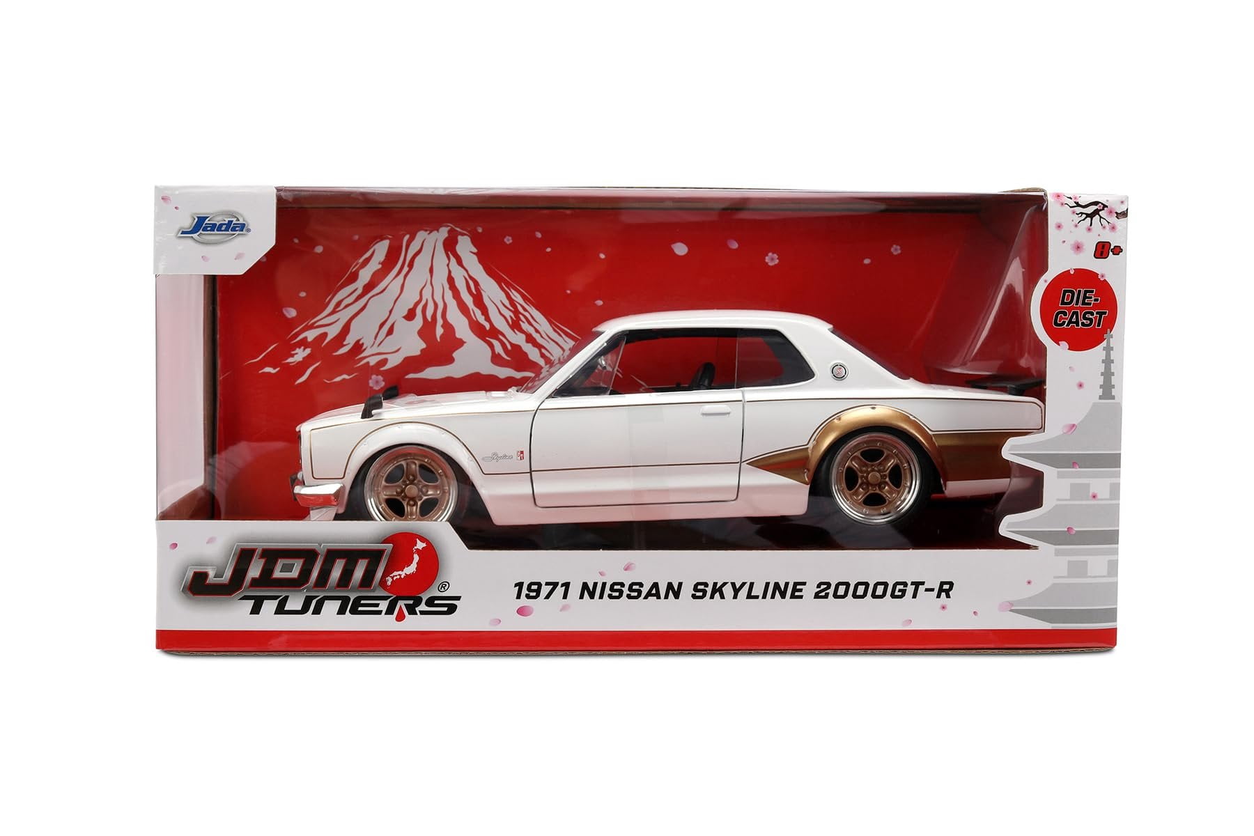 Jada 1971 Nissan Skyline GT-R, White/Gold Toys 37021-1/24 Scale