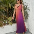 thumbnail image 6 of Abstract Purple Orange Gradient Womens Night Club Maxi Dress V Neck Sleeveless Bohemia Long Dresses, 6 of 9