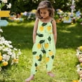 thumbnail image 2 of Girls Kids Lemon Print Jumpsuit Summer Sleeveless Romper Soft Stretchy Mint Green Kids Outfit,Size 1 T, 2 of 6