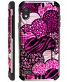 thumbnail image 1 of Compatible with TCL A2 Brushed Metal Texture Silver Guard Hybrid TPU Phone Case Cover (Pink Heart Zebra), 1 of 1