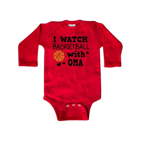 

Inktastic I Watch Basketball with Oma Gift Baby Boy Long Sleeve Bodysuit