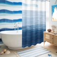 thumbnail image 5 of No Hook Shower Curtain with Built-in Rings - Haze Blue White Brush Stroke Textured Washable Waterproof Fabric Bathroom Curtains for Hotel,Rentals, Stall 54 X 78 Inch , Abstract Modern, 5 of 9