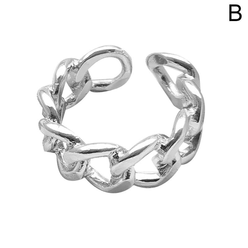 925 Silver Vintage Infinity Link Chain Open Finger Ring For Men Women Jewelry 