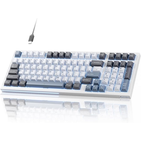 K98SE Mechanical Gaming Keyboard, 98 LED Backlit Programmable Keyboard, 96% Wired Computer Keyboard with Double Sound Dampening , Pre-lubed Blue