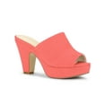 thumbnail image 1 of BLISSFUL STEP Women's Shoes Chunky Platform Open Toe Slides Block Heel Sandals Coral Orange 9, 1 of 7