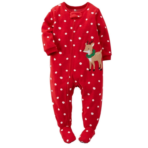 Carter's Carters Girls & Toddler Holiday Reindeer Sleeper Red Dot