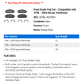 thumbnail image 2 of Front Brake Pad Set - Compatible with 1996 - 2004 Nissan Pathfinder 1997 1998 1999 2000 2001 2002 2003, 2 of 2