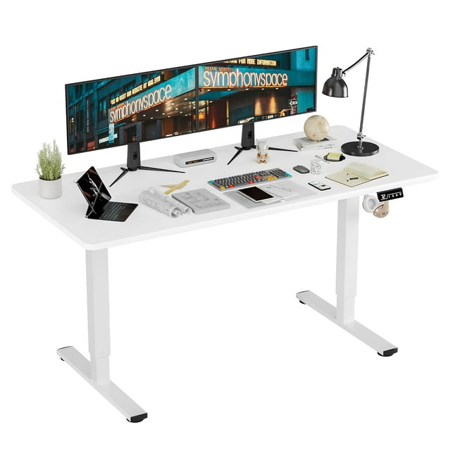 Intexca 1.6m Electric Standing Desk, Adjustable Height, Ultra-Quiet Motor (White)