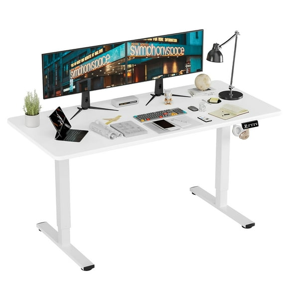 Intexca 1.6m Electric Standing Desk, Adjustable Height, Ultra-Quiet Motor (White)