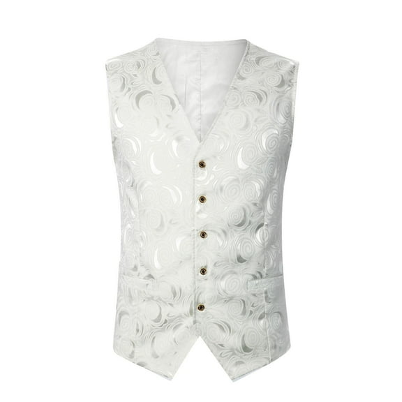 Zrbywb New Fashion Men Vest Mens Business Formal Dress Casual Wedding Banquet V Neck Sleeveless Embroidered Slim Fit Jacket Suit Ves