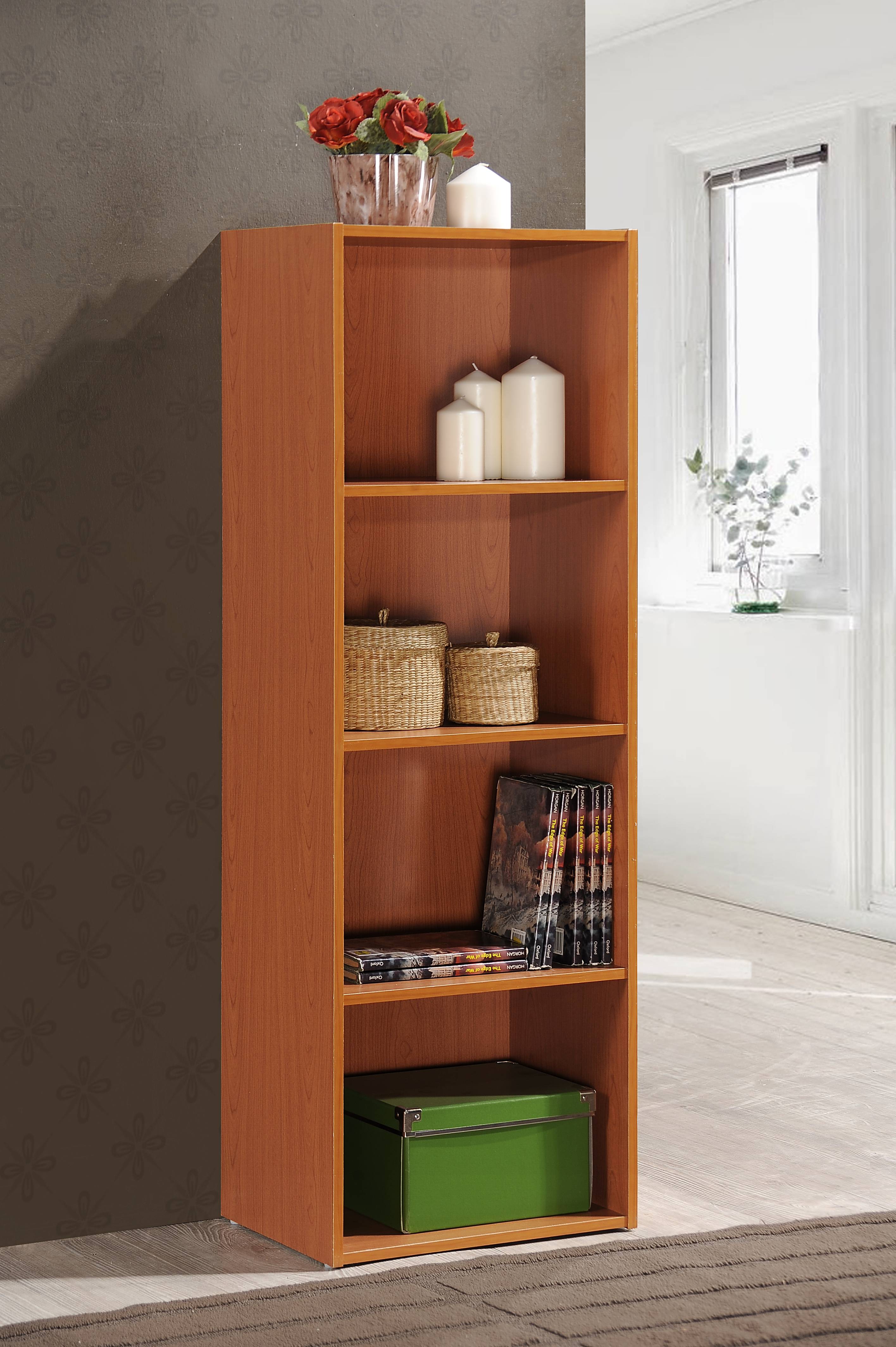 Hodedah 4-Shelf Wood Bookcase, Brown - image 2 of 5