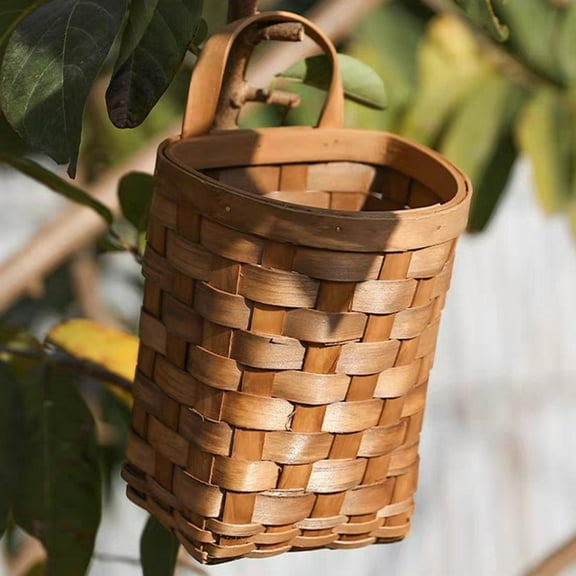 Baluue Decorative Hanging Wall Baskets Wicker Hanging Basket Coffee 1Pack