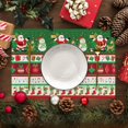 thumbnail image 5 of Christmas Place Mats Set of 6 Christmas Tree Santa Claus Elk Penguin Christmas Socks Snowflake Symmetrical Stripe Decoration Table Mat Holiday Home Kitchen Table Mat Decoration 12x18 Inch, 5 of 6