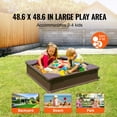 thumbnail image 3 of KFFKFF Sandbox with Lid, 48.6x48.6x12.4 inch Square Play Area, Durable HDPE Sandpit with Seating at Corners and Protective Bottom, Outdoor Sandbox for Children, Ideal for Garden, Beach, Park, 3 of 9