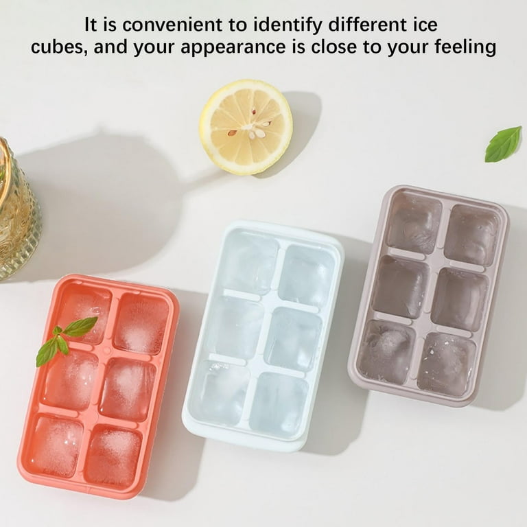 Extra Large Ice Cube Tray with Lid (Pack of 2) |BPA Free Jumbo Silicone Ice  Cube Trays with Lid For Freezer | Makes 6 Large Square Ice Cube Mold for