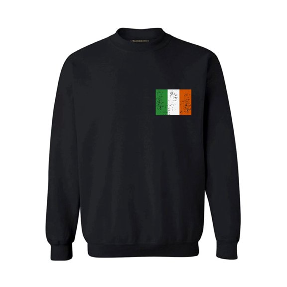 Awkward Styles Irish Flag Pocket Sweatshirt St. Patricks Day Sweater Proud Irish Sweatshirt for Men & Women Gifts for Irish St Paddy's Day Irish Tricolor Sweatshirt Distressed Flag of Ireland
