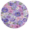thumbnail image 3 of Floral Colorful Flower Soft Bedroom Round Area Rug, Washable Cute Nursery Circle Throw Mat, Non-Slip Contemporary Small Low Pile Floor Carpet for Dorm Bedside, 3 of 6