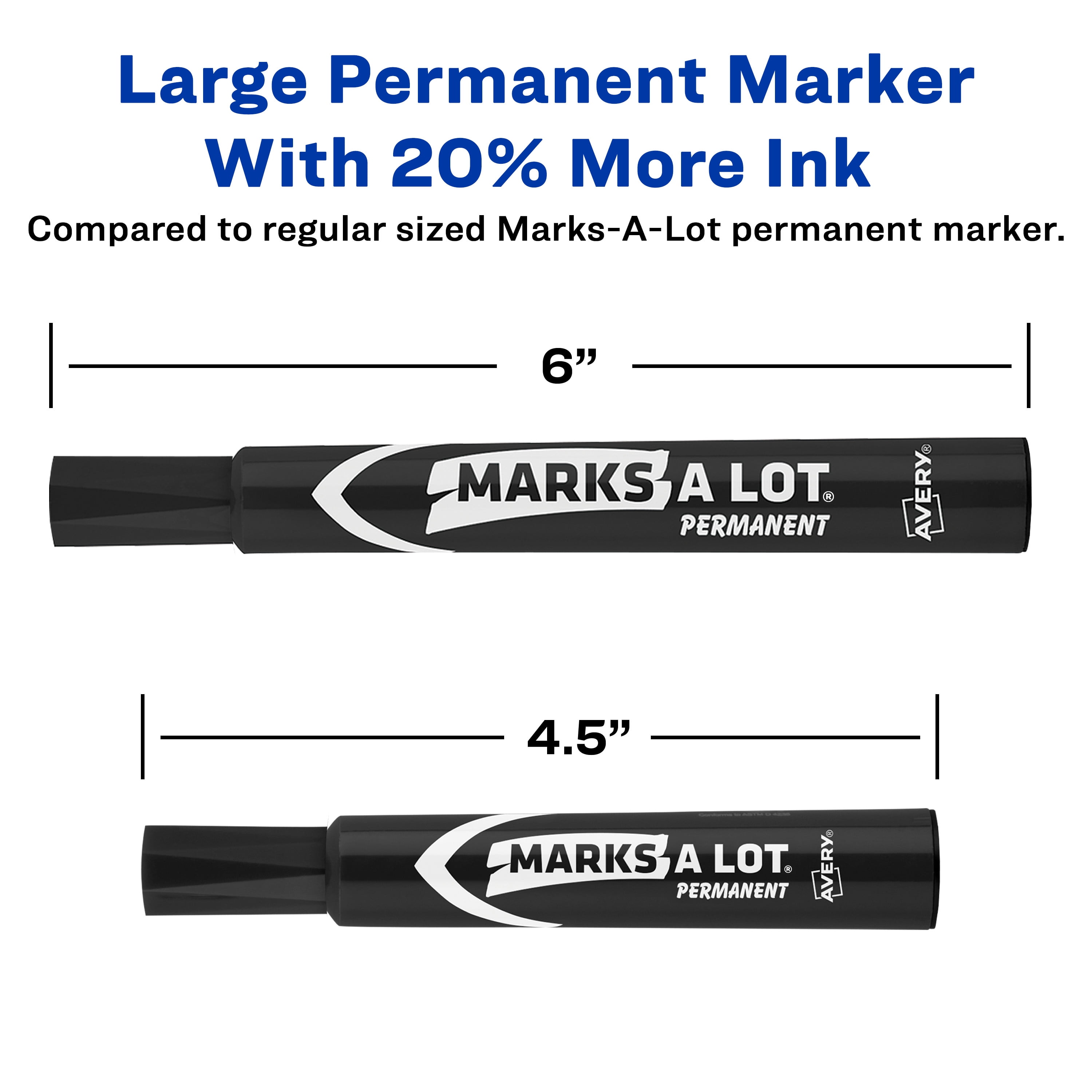 Avery Marks A Lot Permanent Markers, Large Desk-Style Size, Chisel Tip, 12  Assorted Markers (24800) 