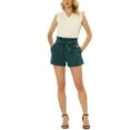 thumbnail image 3 of Allegra K Women's Elegant Bow Self-Tie Belt High Paper Bag Waist Pleated Shorts, 3 of 6