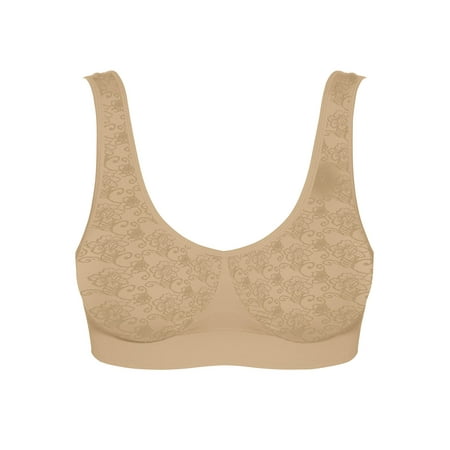 Genie(r) Bra Women's Seamless Wireless Jacquard Bra with Removable Pads - (Best Wireless Bra For D Cup)