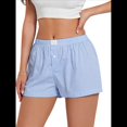 thumbnail image 3 of Pantalones Cortos de Pijama A Cuadros Y2K para Mujer, Bóxers Elásticos, Ropa de Calle Raya L, 3 of 10